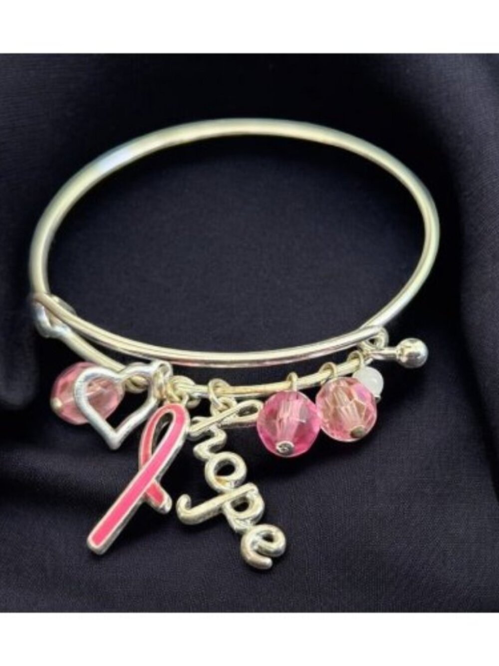 AVON Breast Cancer Awareness Crusade HOPE Pink & Silvertone Charm Bracelet